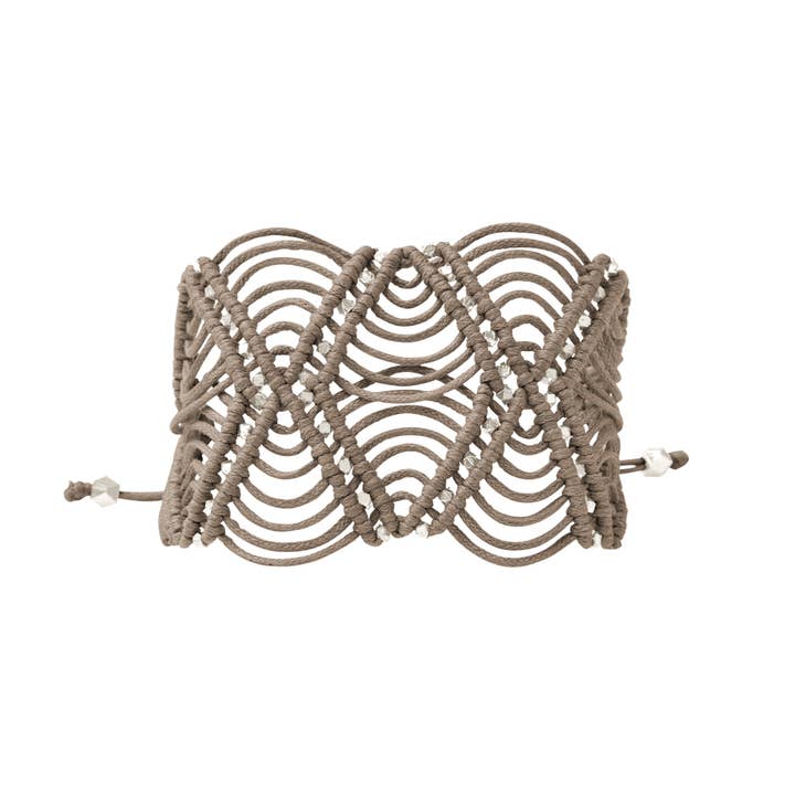 Pulsera con cuentas marrones de piedra | Gaia Goddess Cuff para venta al por mayor de Corda