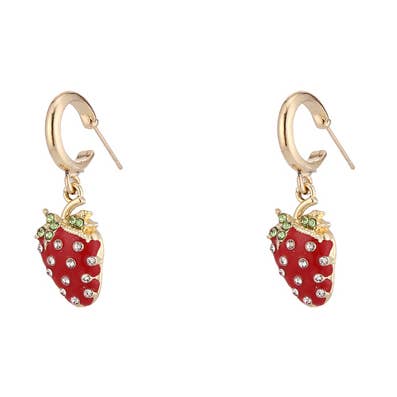 Ladies Strawberry Themed Earrings 12pcs for wholesale by Nima Accessories Inc