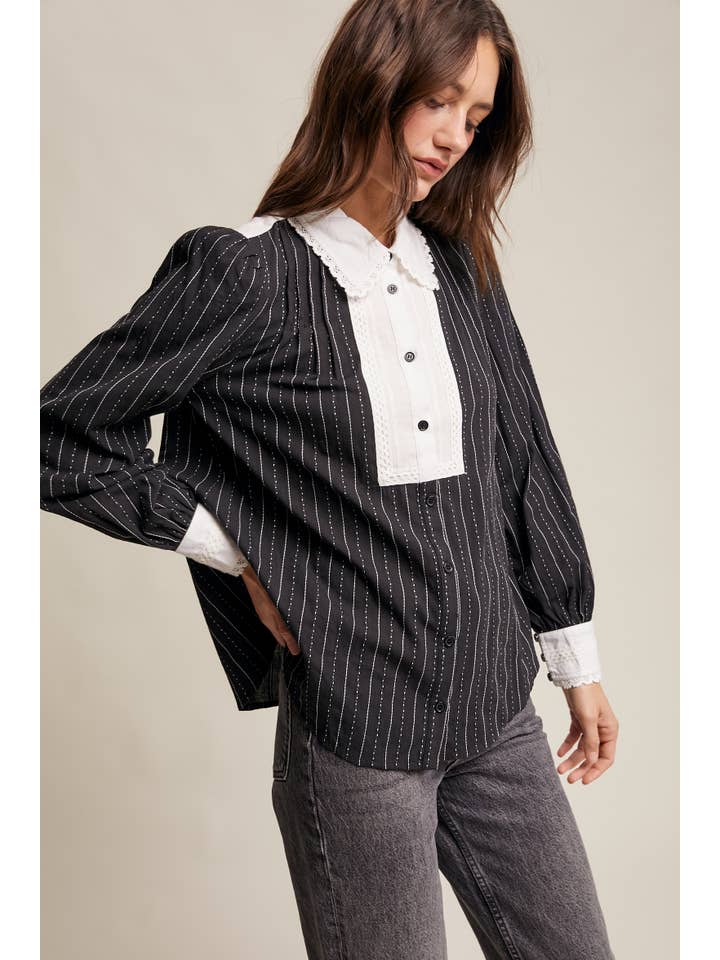 Listicle - Wholesale Buttoned-down shirt – Women's - Victorian Contrast Lace Blouse5