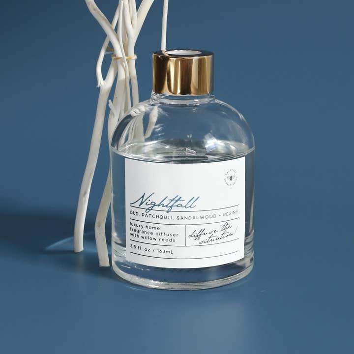 Nightfall | 5.5oz Reed Diffuser With Two Reed Color Options for wholesale by Bailey Bee