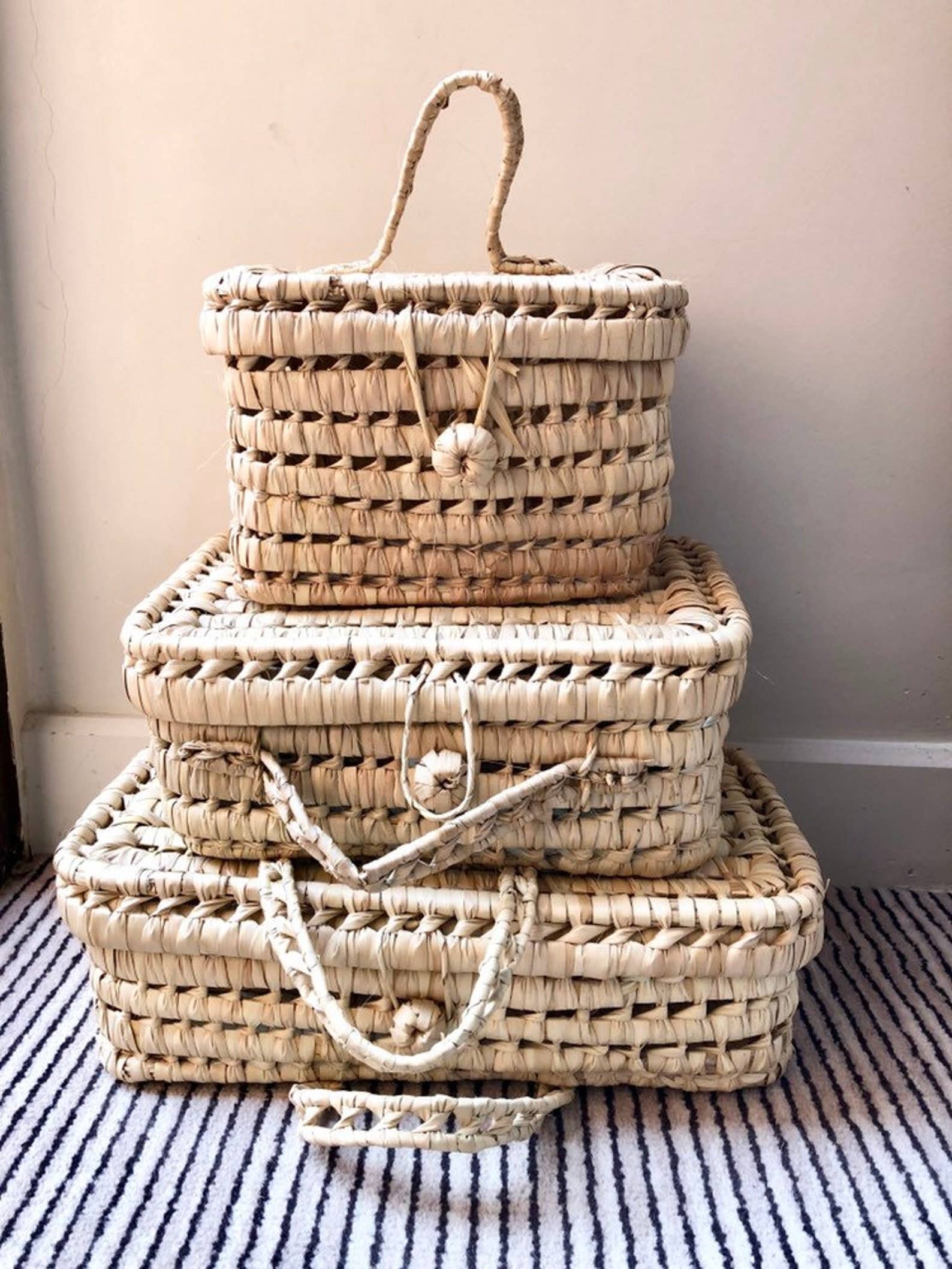 HandHappiness - Venta al por mayor Maleta - Niños - Maletas naturales de hoja de palma en 3 tamaños, incluye maleta para bebé0