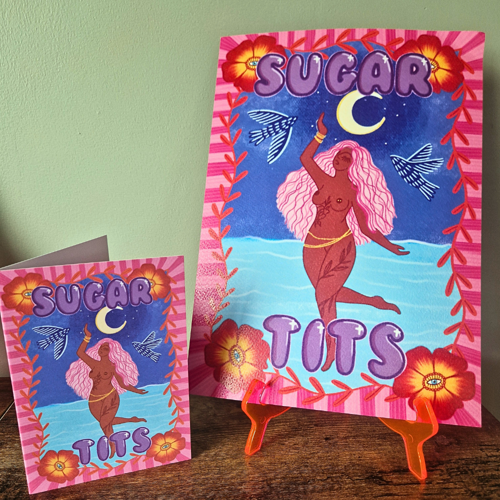 Pink Tigra - Wholesale Art Print - Sugar Tits Colourful Nude Art Print | A4 & A31
