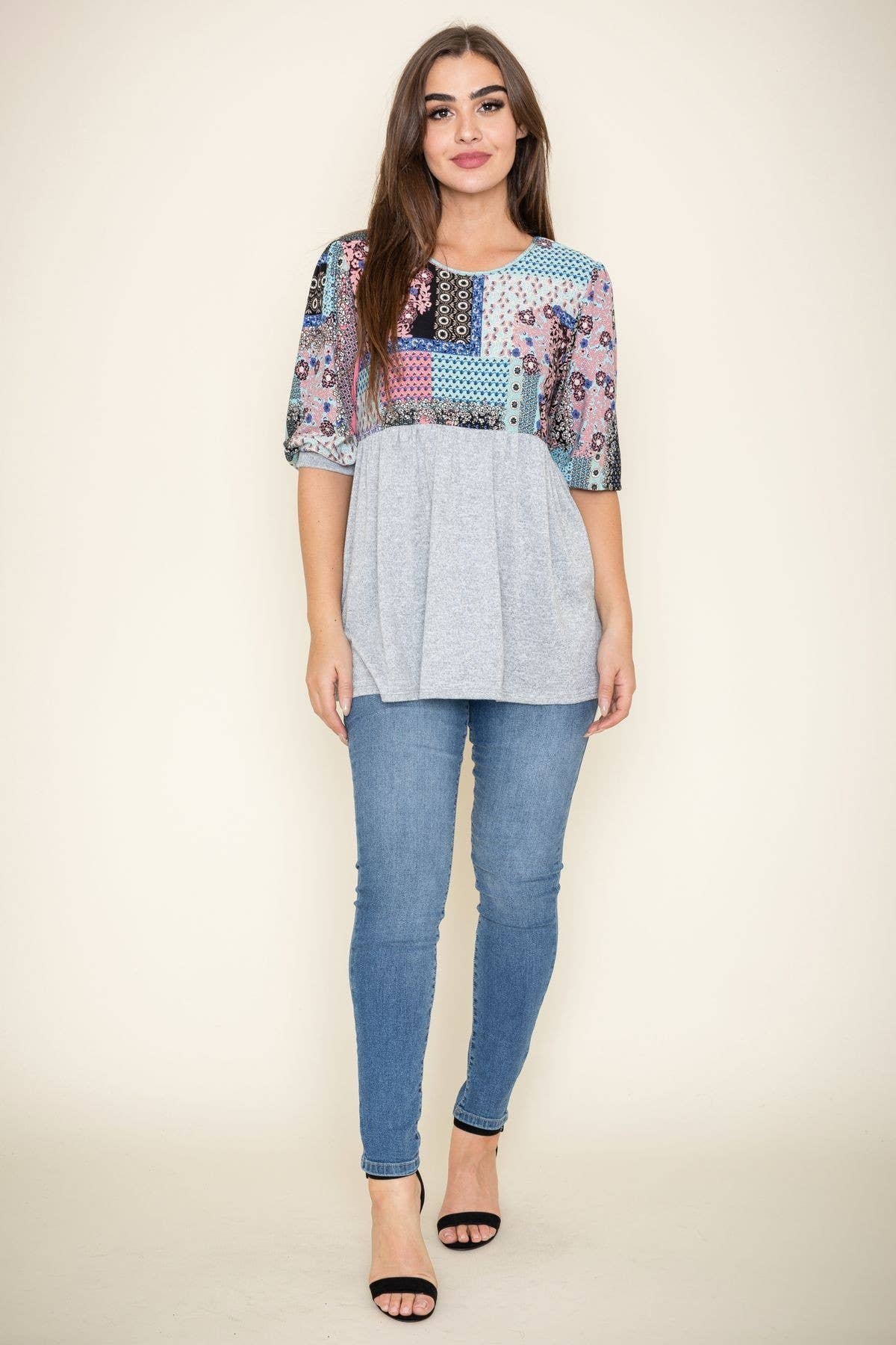 EG fashion – Engroshandel Tunika - Dame – 3/4 ærme Quiltet Mønster Tunika5