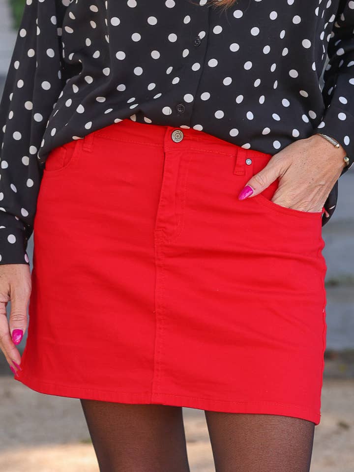 Nova jeanskjol - Röd för wholesale av Jess Lea