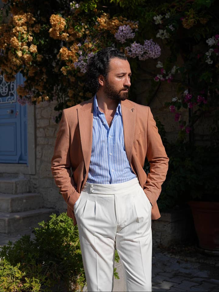 parez suits – wholesale Blazer – Men's – Mens Premium Italian Slim Fit Blazer with Punto Stitching 3