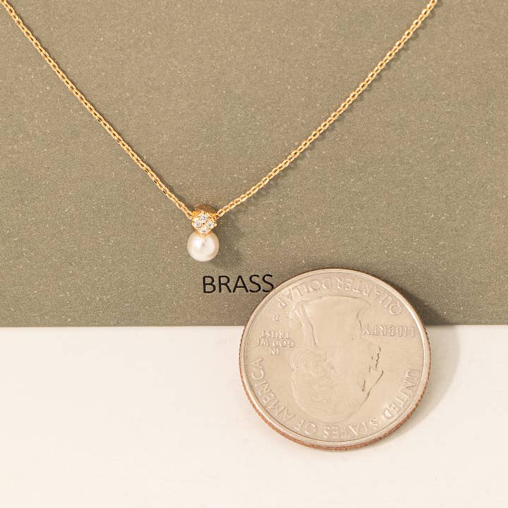 Fame Accessories - Wholesale Pendant/Charm Necklace - Pearl Charm Chain Link Necklace