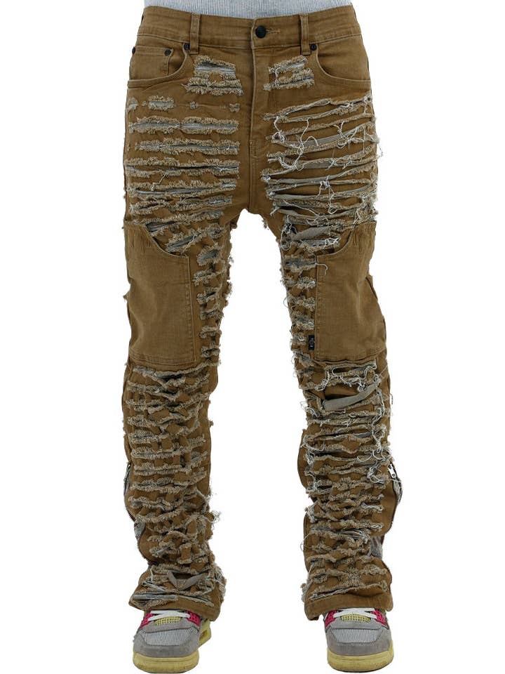 Dawn Damaged Flared Stacked Jeans for wholesale by hideout