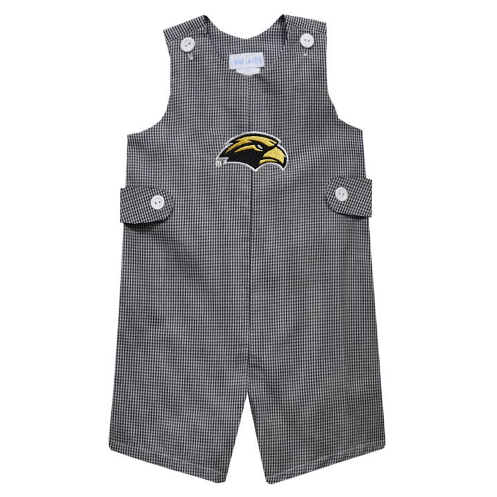 Southern Miss Golden Eagles Embroidered Black Gingham Jon Jo for wholesale by Vive La Fete
