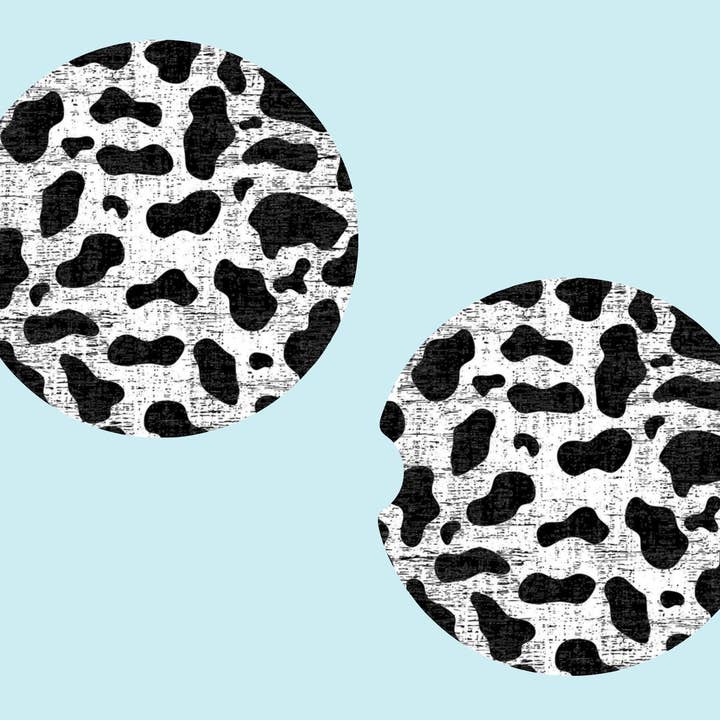 Juego de posavasos para coche con estampado de vaca desgastado para venta al por mayor de Beautiful Creations by Laney
