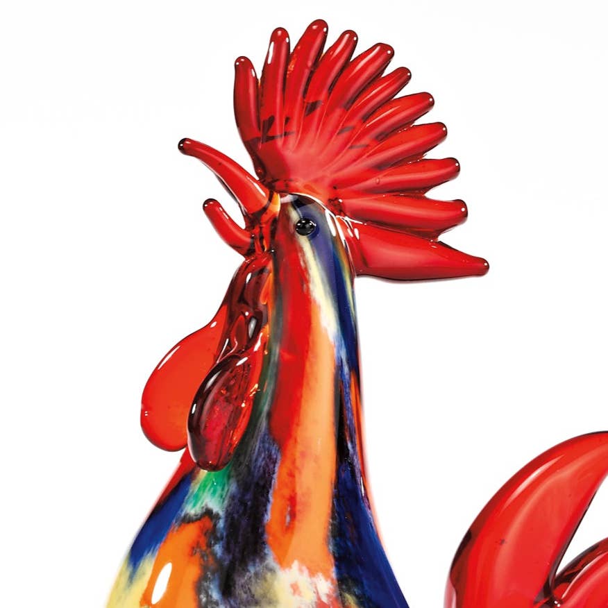 Badash - Wholesale Decorative Plate/Dish/Bowl - Colorful Murano Style Artistic Glass 11" Rooster3