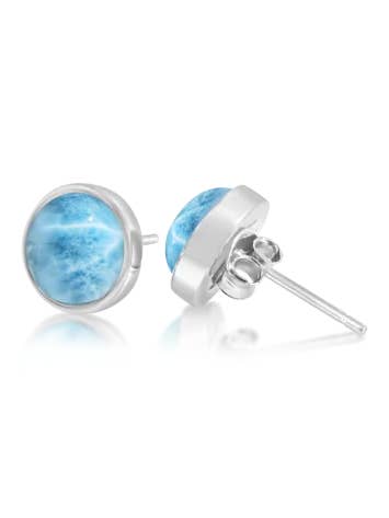 Larimar Stud Round Earrings Marina for wholesale by Larimar Magic