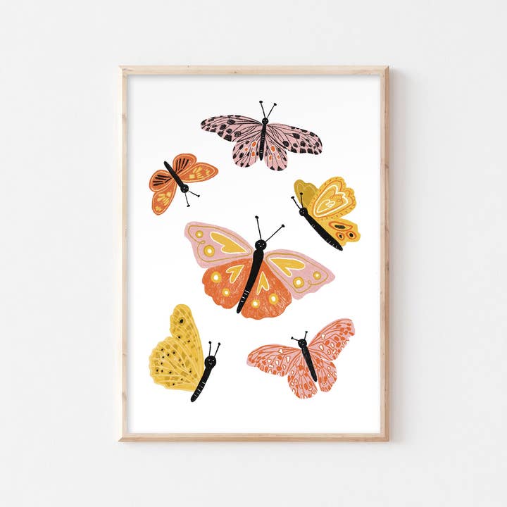 Lauren Sissons Studio - Wholesale Art print - Illustrated Butterflies Print - Cute Wall Art Modern Nursery