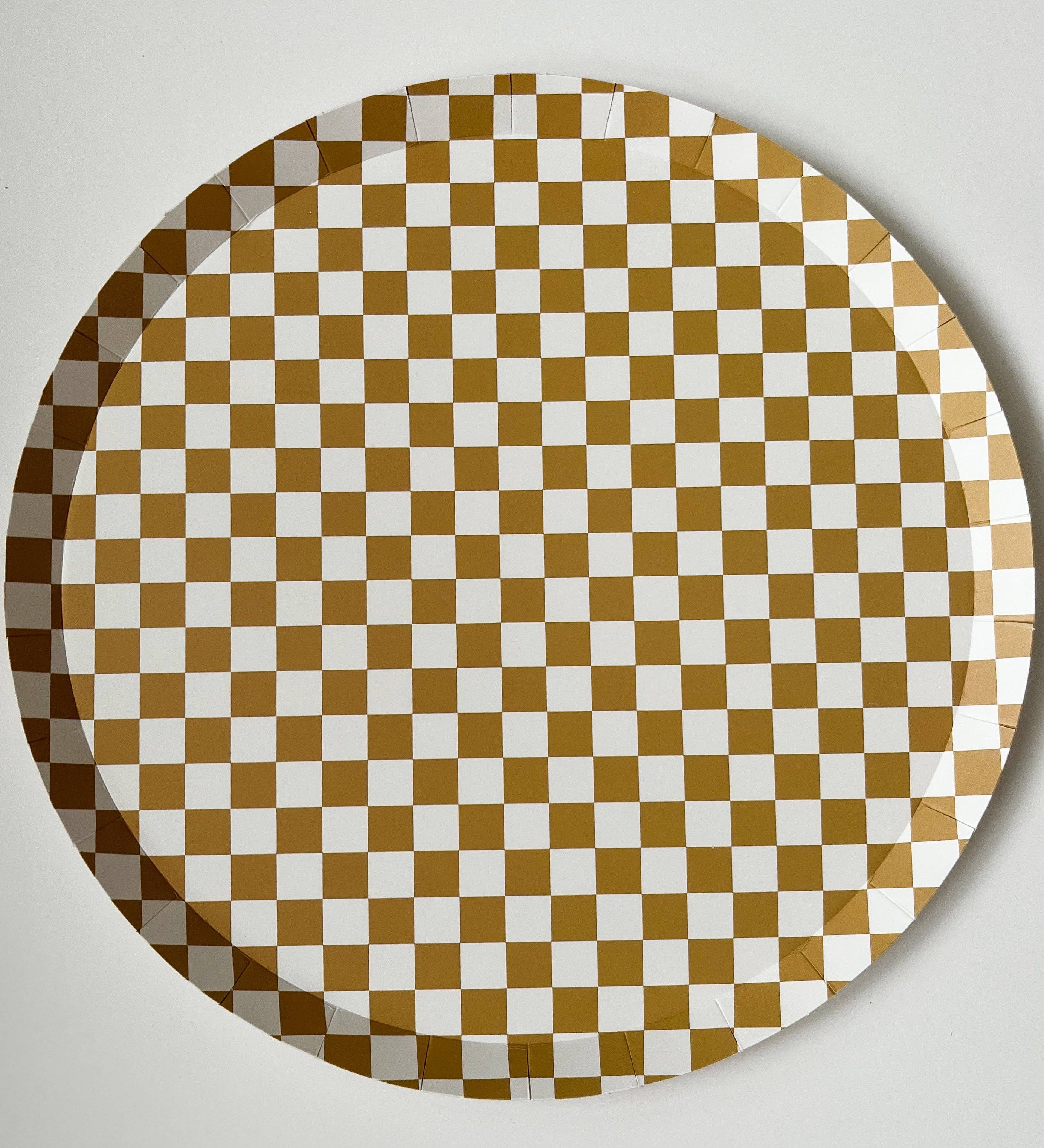 Josi James - Wholesale Disposable Plate - Checkered Gold Matte Plate, XL (Set of 8)1