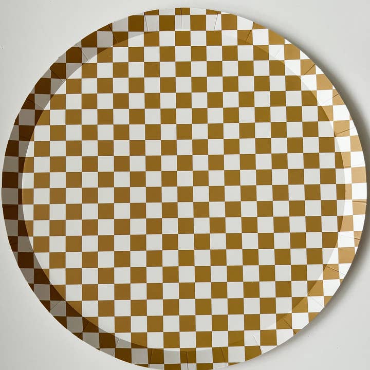 Josi James - Wholesale Disposable Plate - Checkered Gold Matte Plate, XL (Set of 8)1
