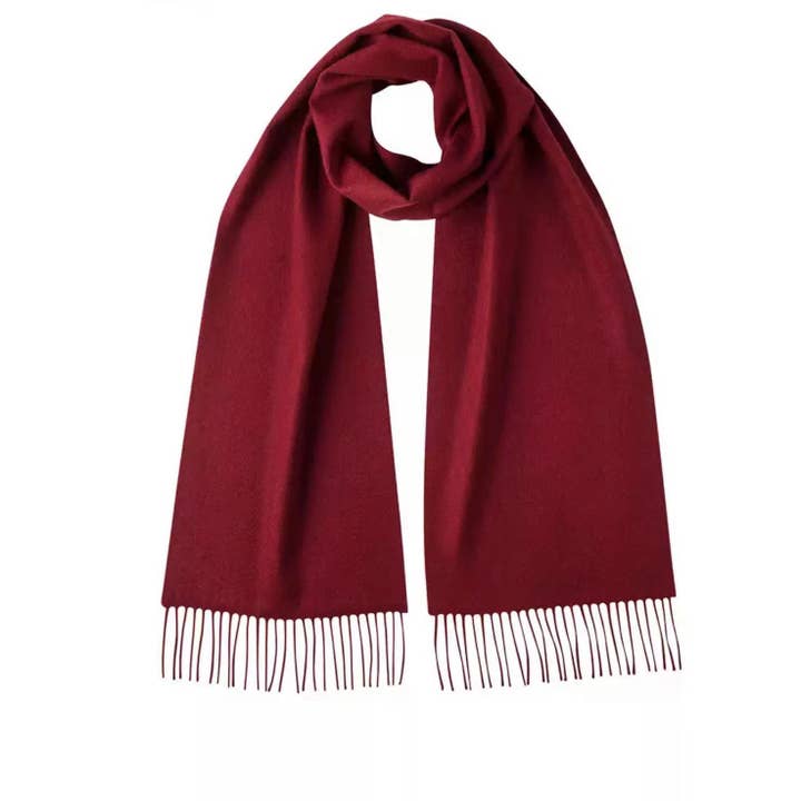 Bufanda de cachemira burdeos tejida lisa para venta al por mayor de Hommard