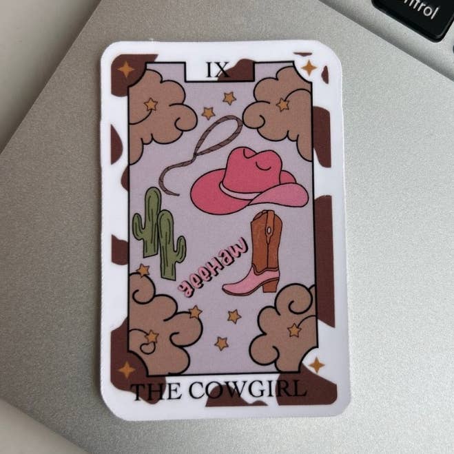 Autocollant Tarot Cowgirl pour la vente par Under This Moon Designs