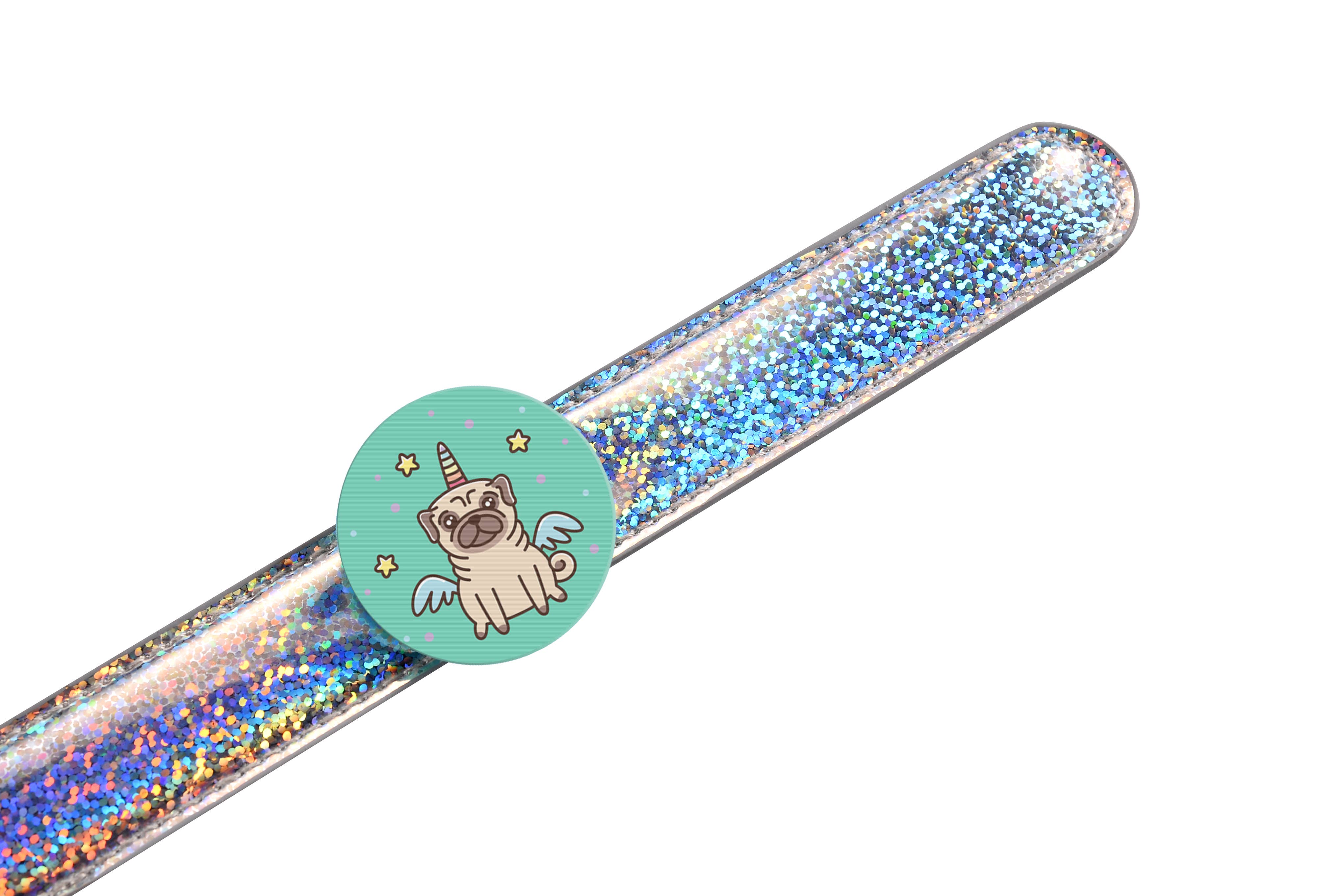Frog Sac - Wholesale Bangle Bracelet - Kids & Baby - Glitter Slap Bracelet with 3D Image-Shifting Charms - 6 Pack2