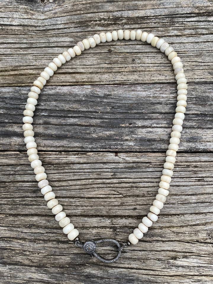 Naturally Shed Moose Antler with Large Diamond Clasp for wholesale by ILISSA MICHELE JEWELRY