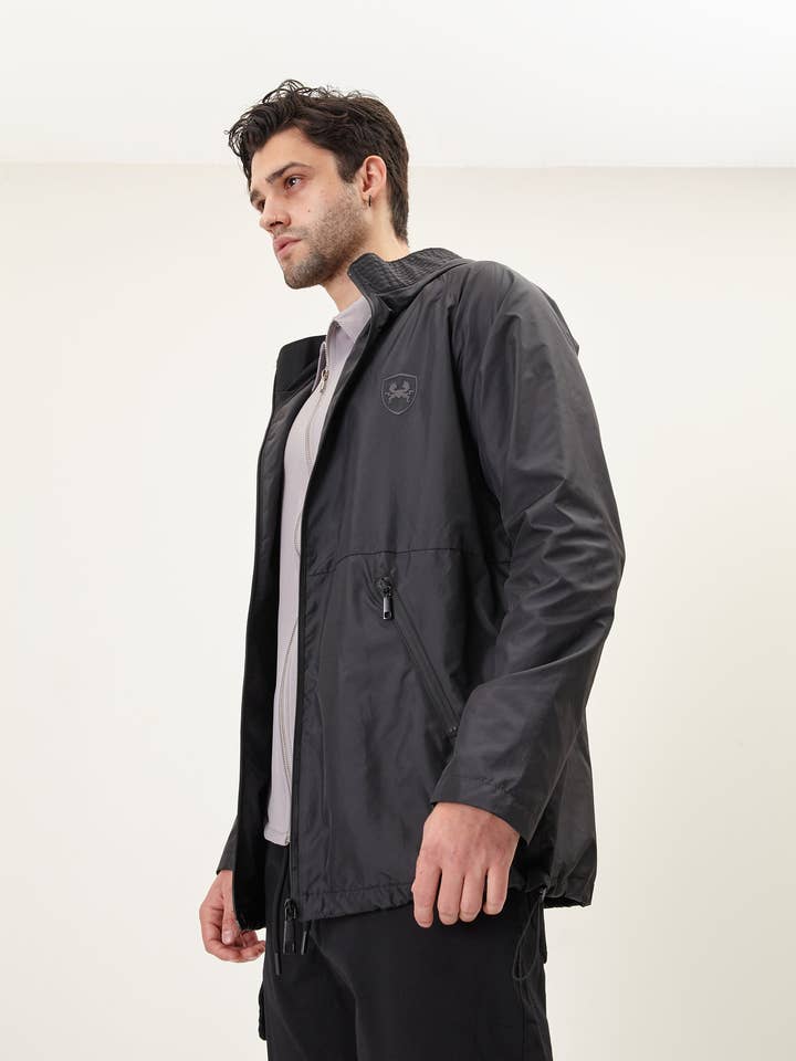 Men's Modern Rain Coat - Black for wholesale by Ron Tomson