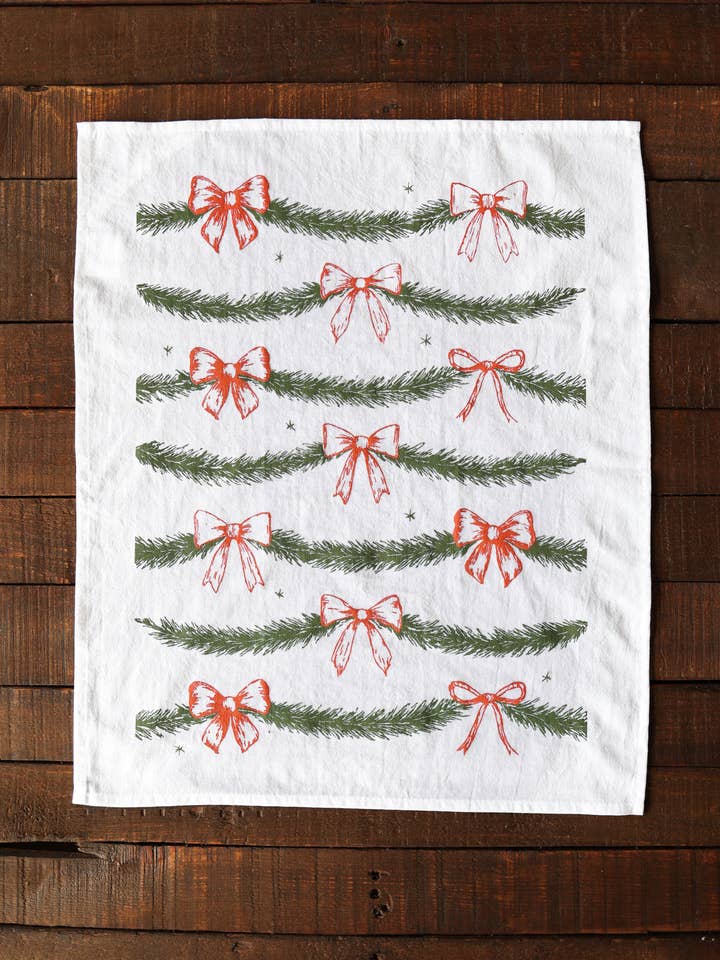 Garland Tea Towel for wholesale by Highland Ridge | Handmade Home Decor
