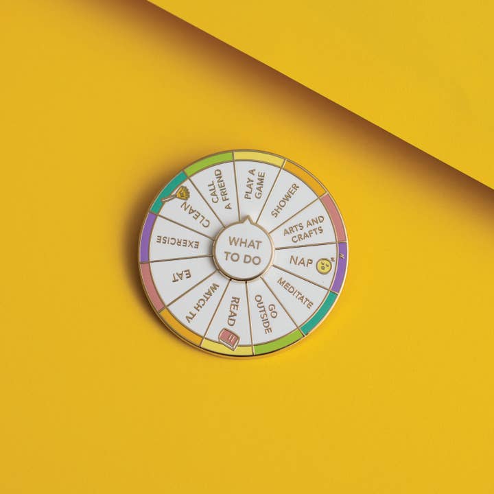 Occasionalish - Wholesale Lapel Pin/Button - What To Do Spinning Enamel Pin, Interactive Pin1