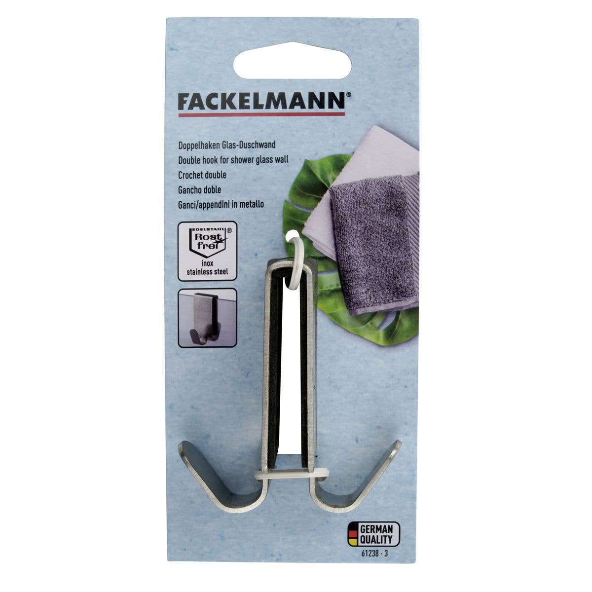 Zenker - Wholesale Wall Hook - Set of 2 double hooks for shower wall in stainless steel Fackelmann Tecno5