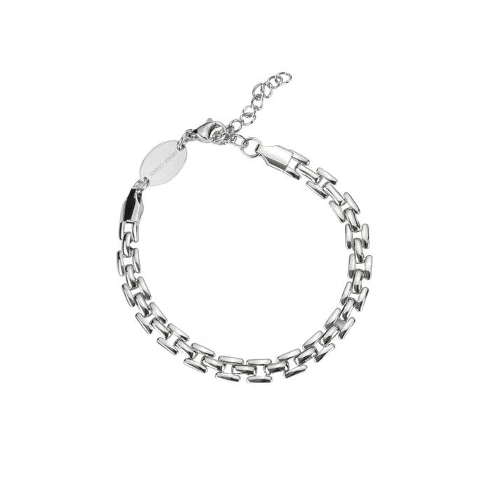 Waterproof Silver Squared Chain Bracelet for wholesale by Brenda Grands Jewelry