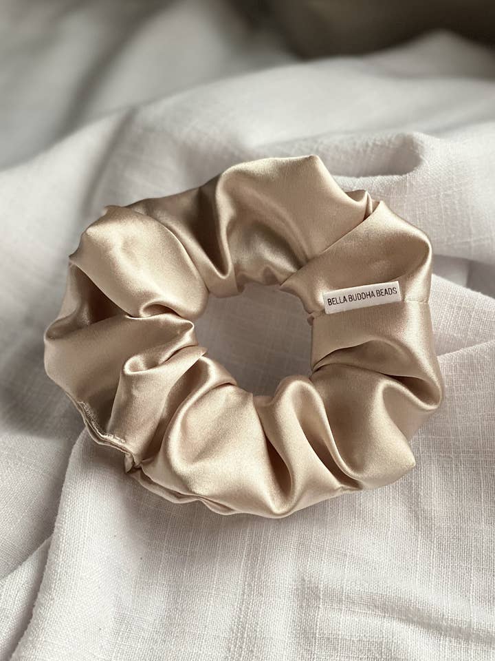 Cream Satin Scrunchie for wholesale by BELLA BUDDHA BEADS
