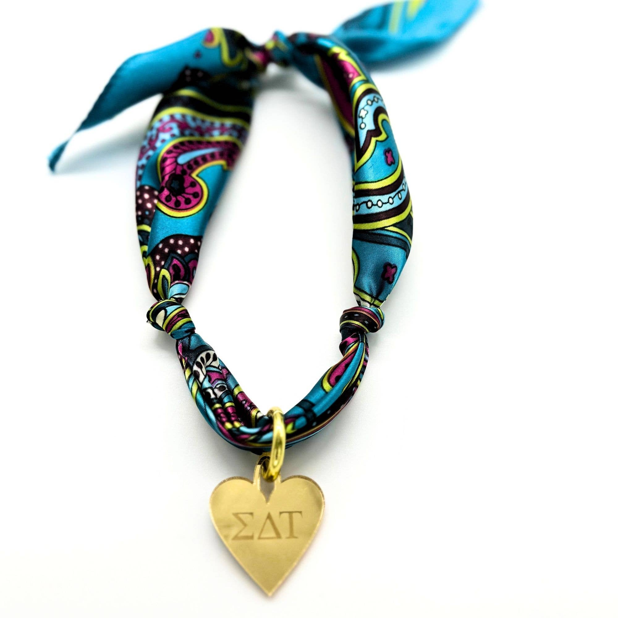 Sarahndipity Shop - Wholesale Scarf - Women's - Sorority Scarf with Engraved Greek Letter Gold Heart Charm11