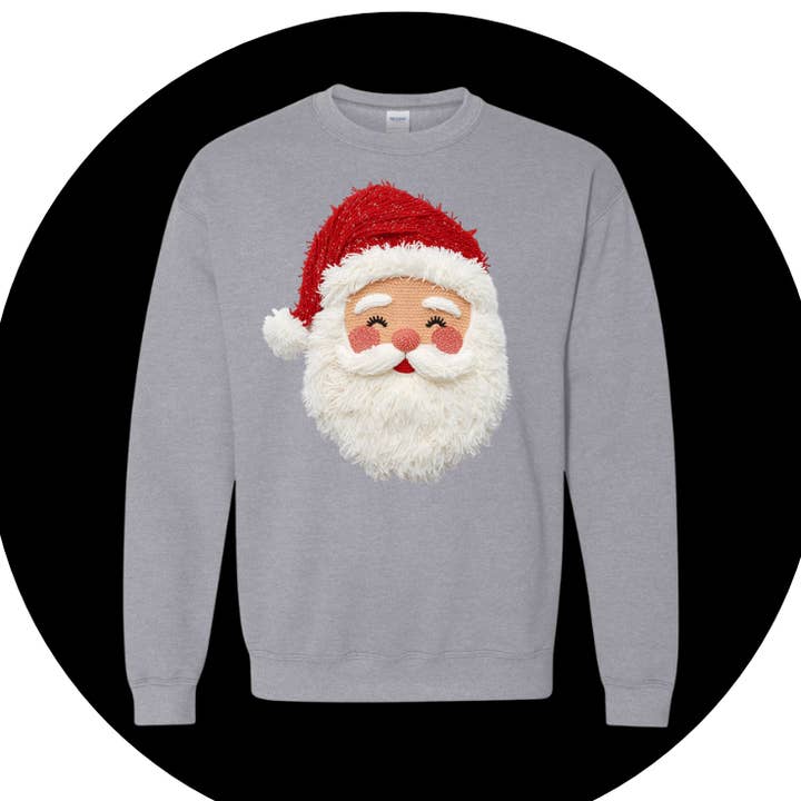 Santa Faux Yarn Crewneck Sweatshirt for wholesale by Color Custom Prints