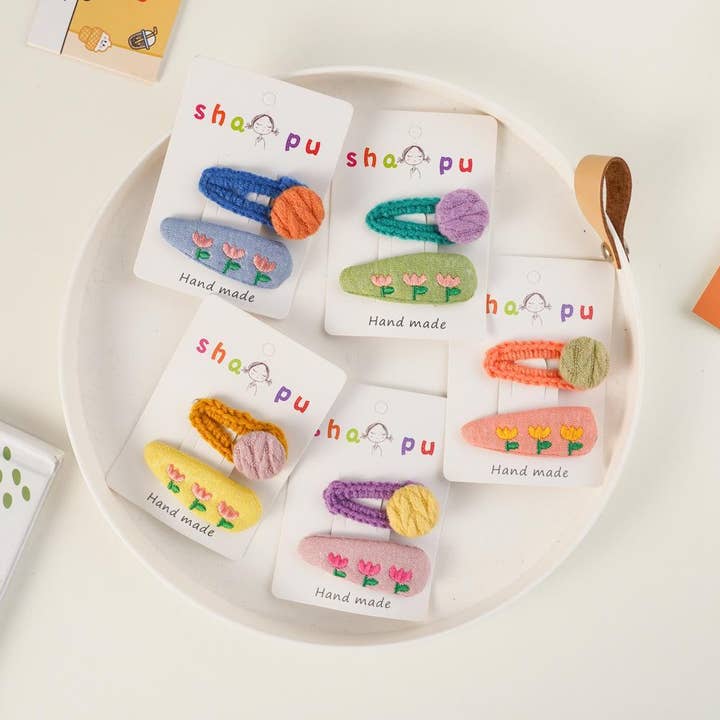 KiddieKickz - Wholesale Hair Accessories Set - Kids - Children's Embroidered Flower Hairpin Set8