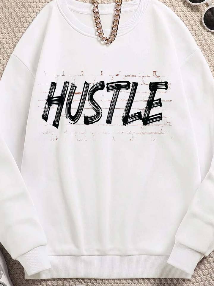 Sweatshirts gráficas M7589-SW HUSTLE por atacado de HARANG