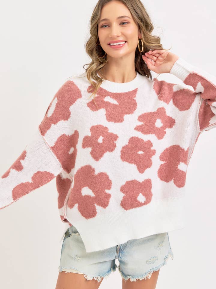 Sweet Lovely by Jen - Wholesale Knit Sweater - Women's - FLORAL LOOSE FIT SWEATER KNIT10