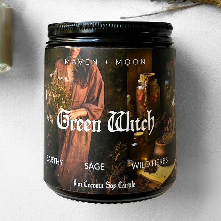 Vela Green Witch, coco y soja, 8 onzas para venta al por mayor de MAVEN + MOON