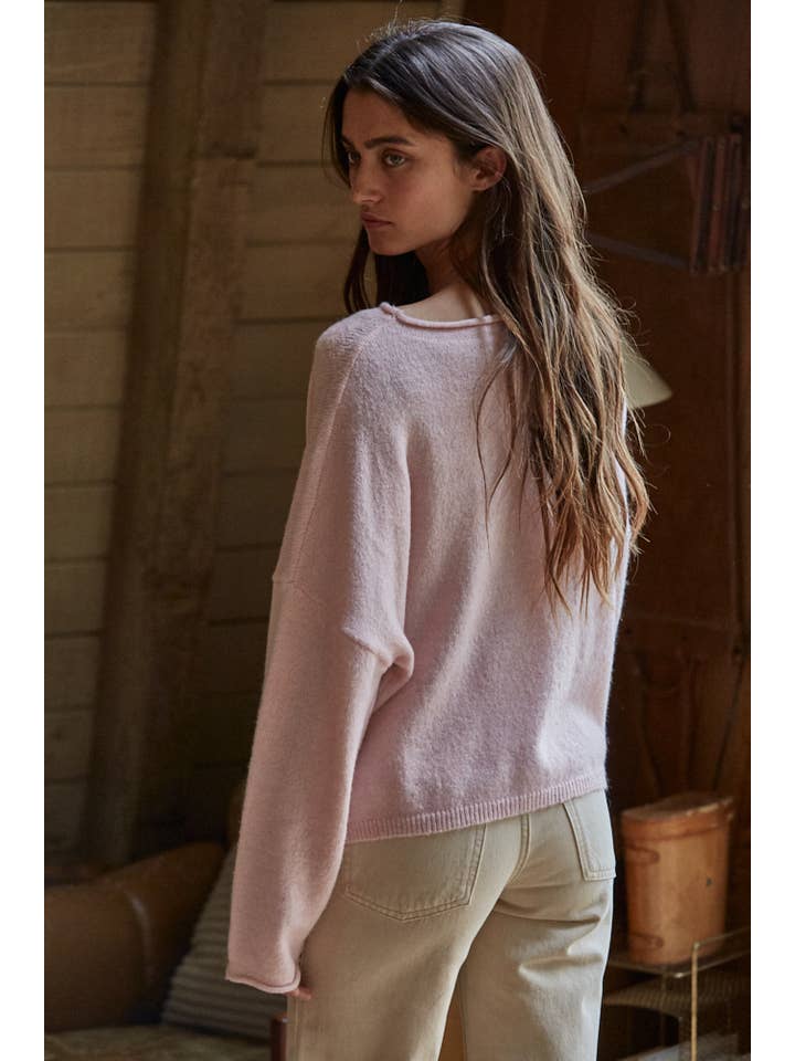 By Together - Wholesale Knit Sweater - Women's - W2114 | Knit Sweater Rolled Round Neck Pullover Top