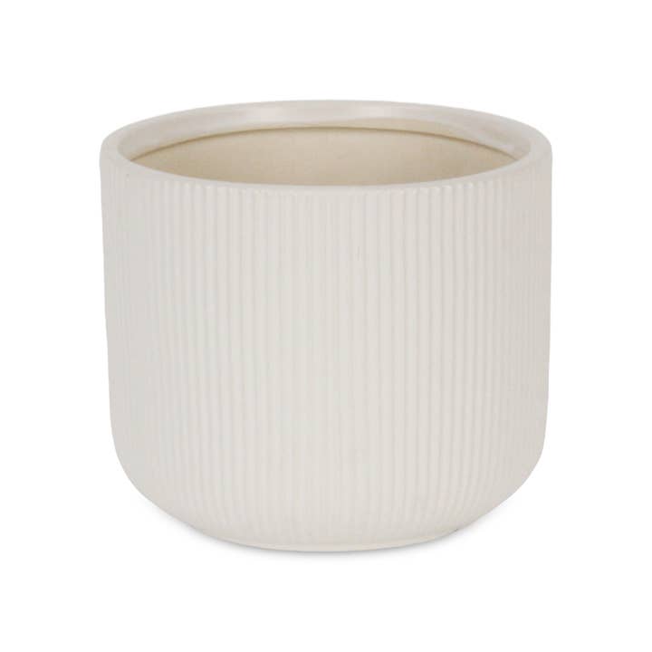 Cheungs Home Decor - Vente Pot - Pot rond en céramique à motif strié Currula - Blanc1