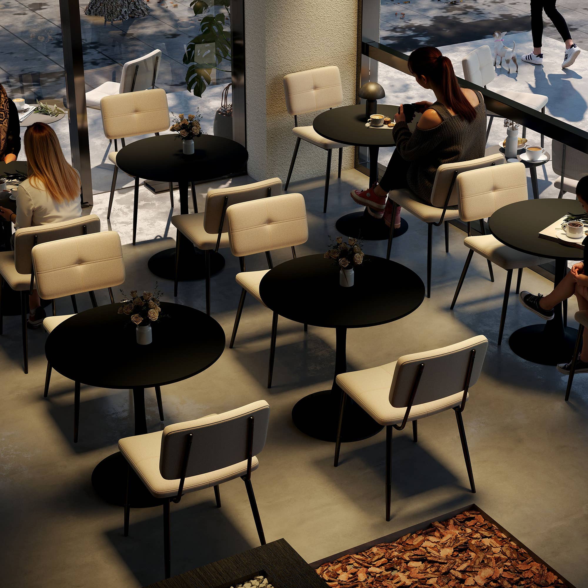 39F Inc. - Vente Chaises - Chaises de café ou de restaurant en tissu beige7