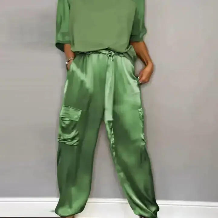 safistyle - Wholesale Top & Pant Set (NOT Loungewear) - Women's - Satin Top and Cargo Pant Set18