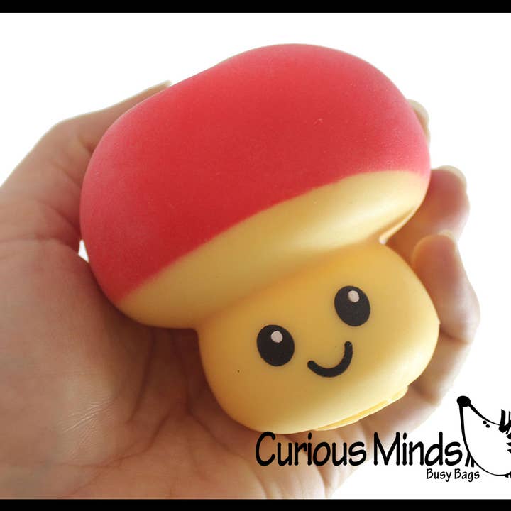 Curious Minds Toys - Wholesale Squishy Toy - Kids & Baby - 1 Mushroom Squishy Squeeze Stress Ball Soft Doh Filling - Li8