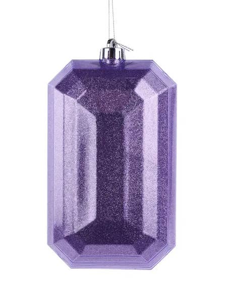 8"L x 5"W Glitter Rectangle Gem Orn-Lavender-XJ717213 for wholesale by General Wholesale Inc