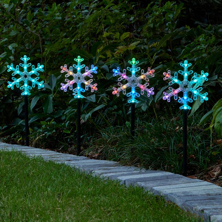 Vivvi App-Based Customizable, Color-Changing 18" Snowflake Path Lights - Set of 4 for wholesale by Seasonal LLC