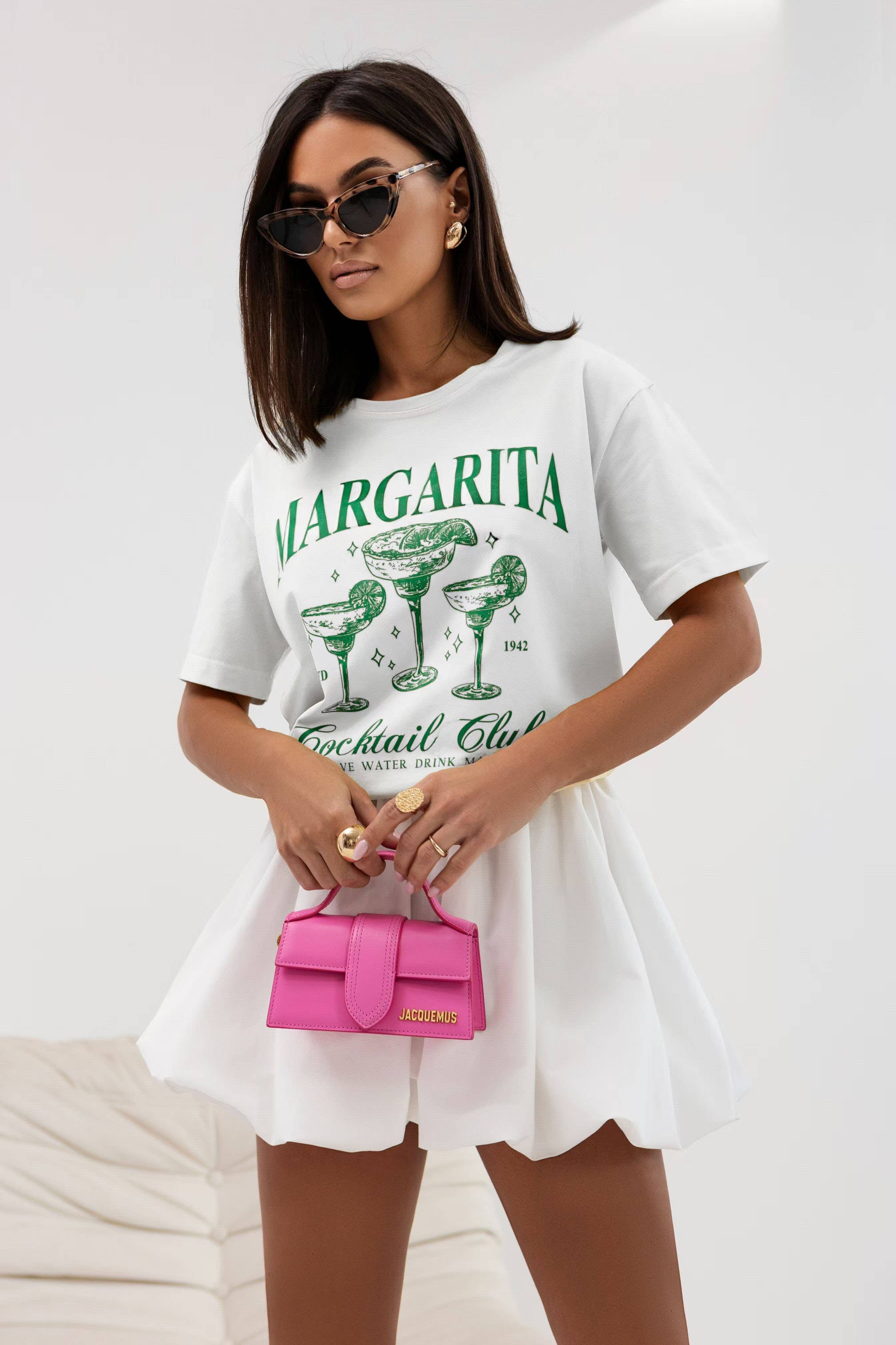 ESTEE BROWN - Vendita all'ingrosso Maglietta serigrafata - Donna - Maglietta oversize stampata da donna - 2206-290