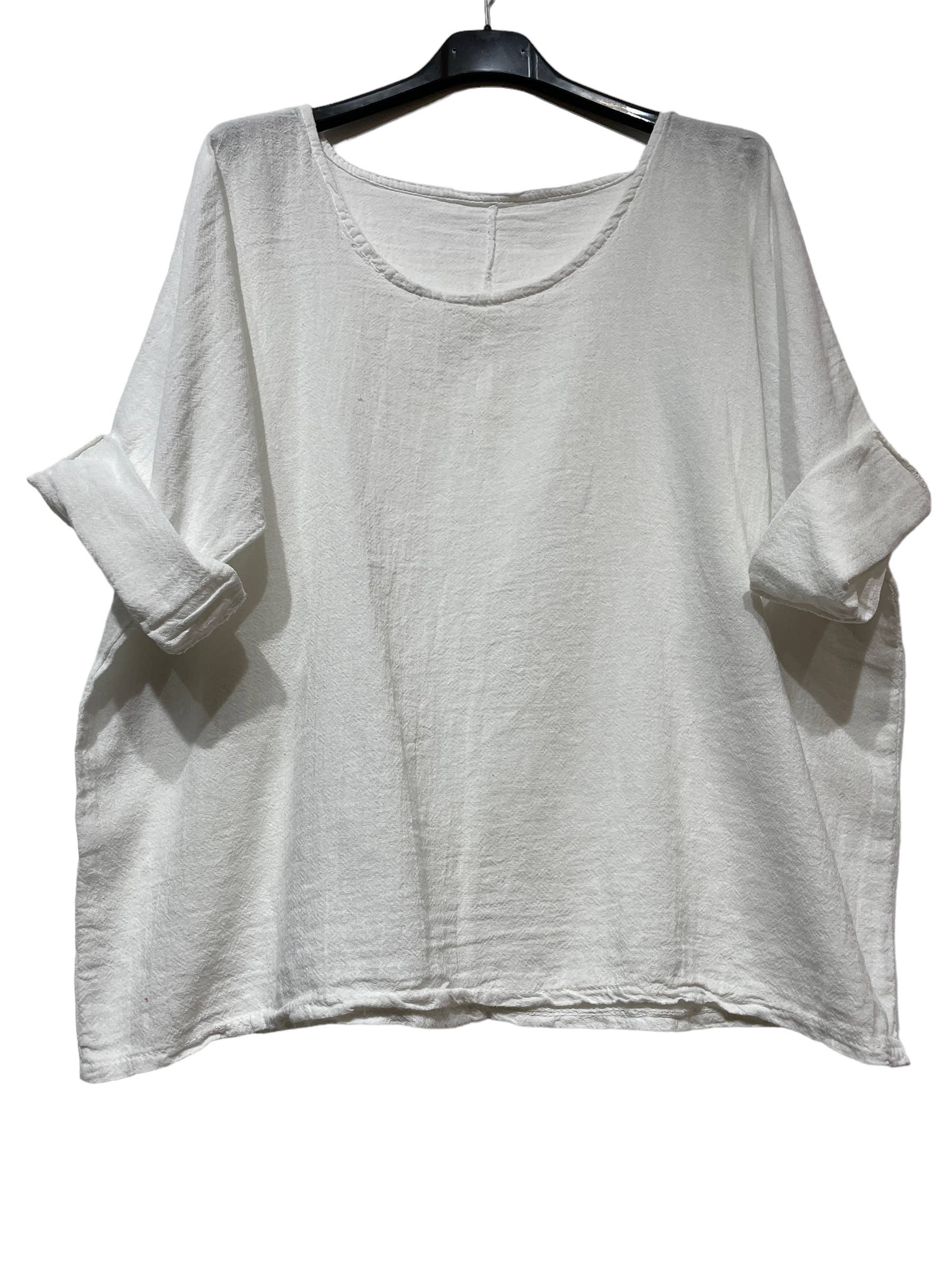 LINEN & COTTON HOUSE – Engroshandel T-shirt – til kvinder – Crop-top i bomuld og hør, bedst sælgende model 101151