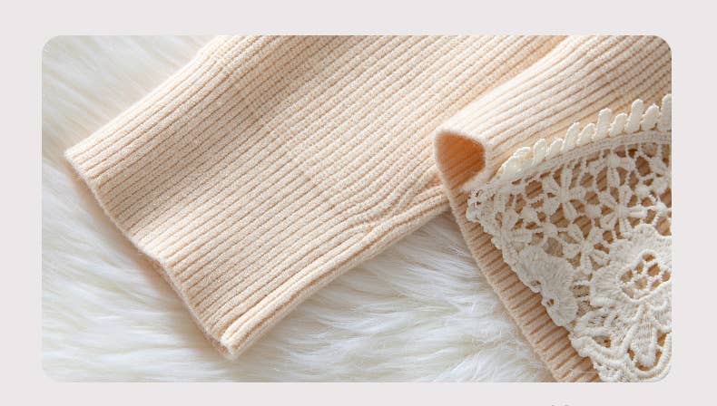 Beige Lace Backless Knit Sweater Top for wholesale on Faire5