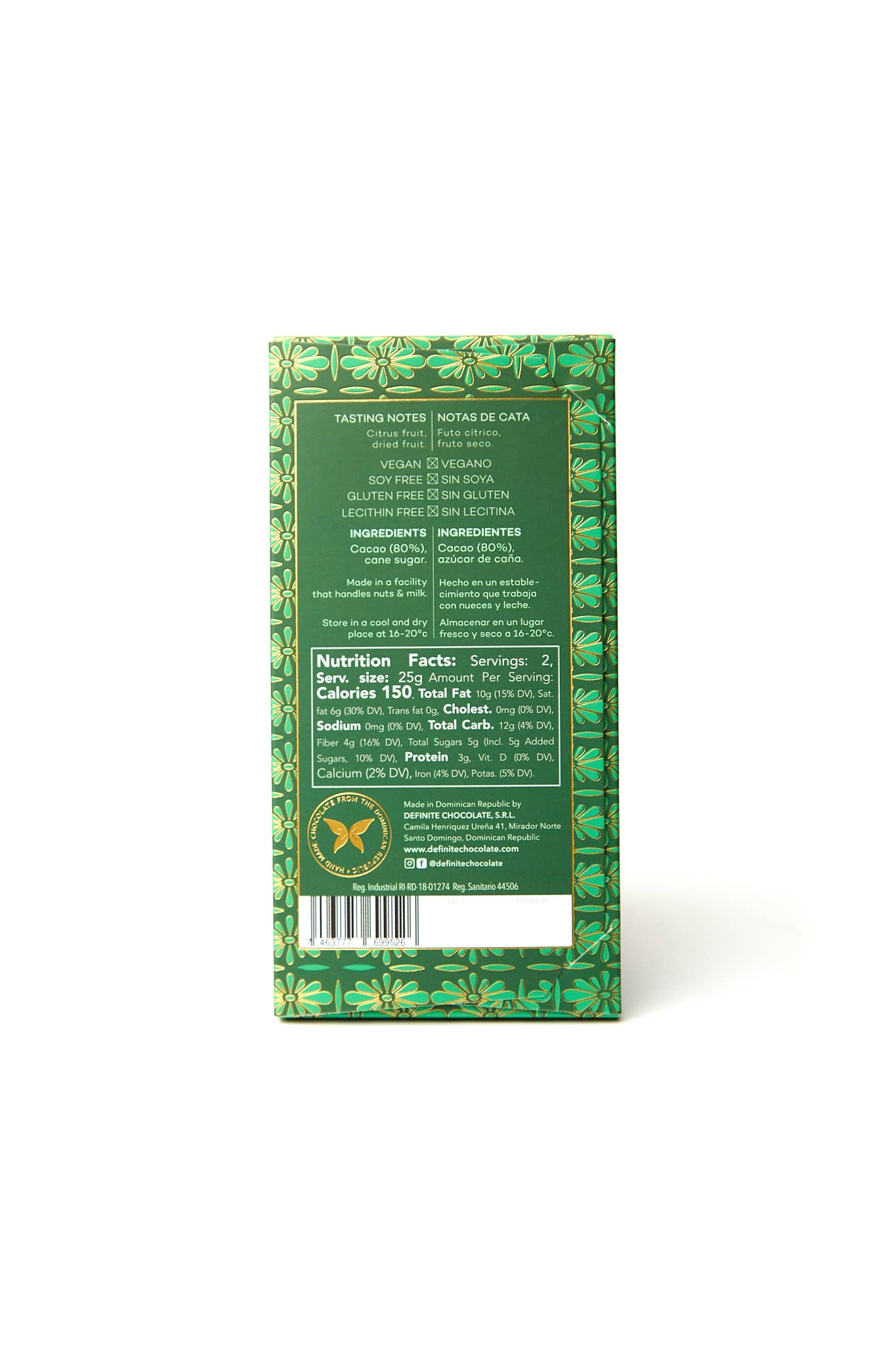 Definite Chocolate – wholesale Chocolate bar – Öko-Caribe 80%1