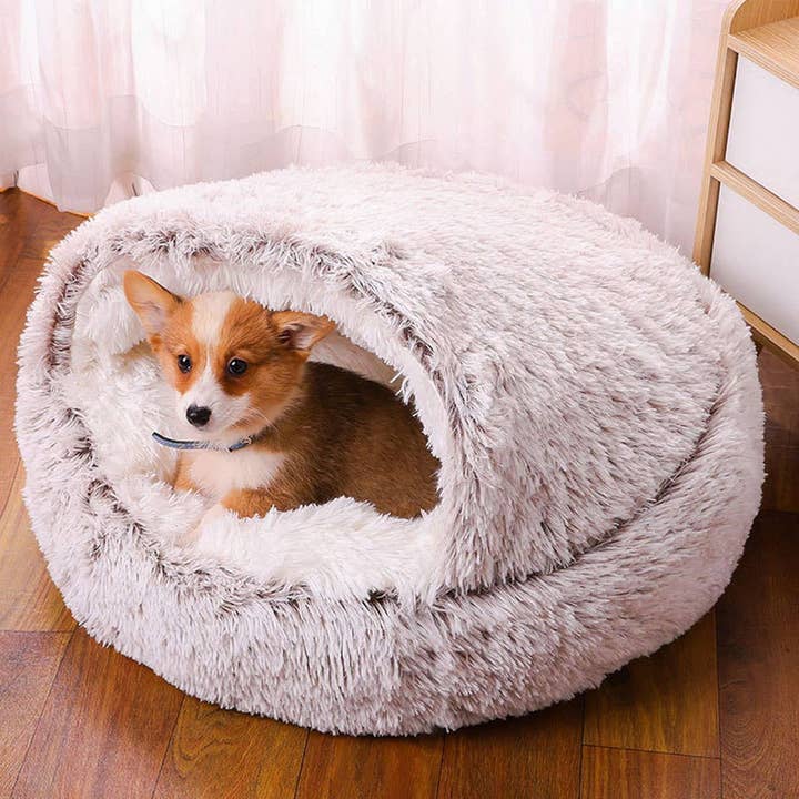 PAWPAWwholesale - Wholesale Pet Bed - Cat/Dog - Semi-Enclosed Cat Bed, Plush Round Pet Mat_CWMM527511