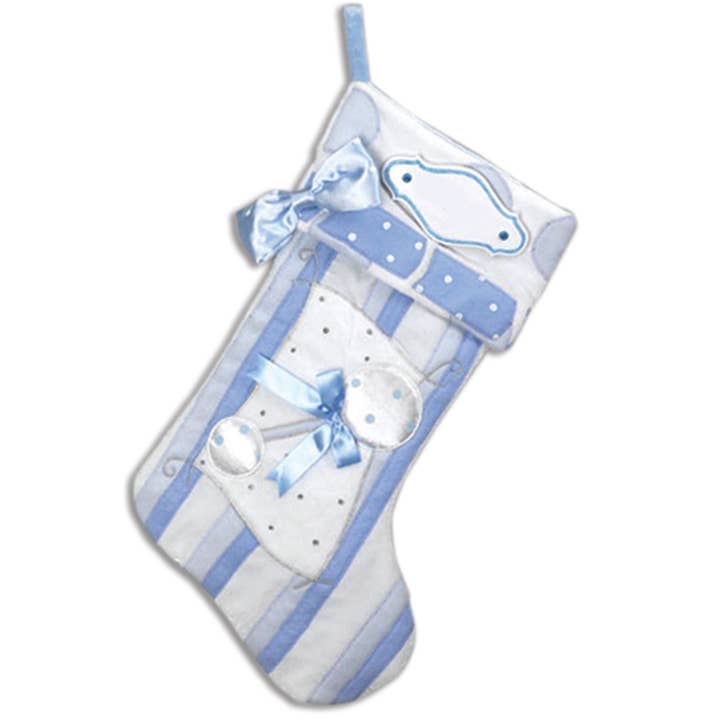 Blue Baby Personalized Christmas Stocking for wholesale by PolarX Ornaments