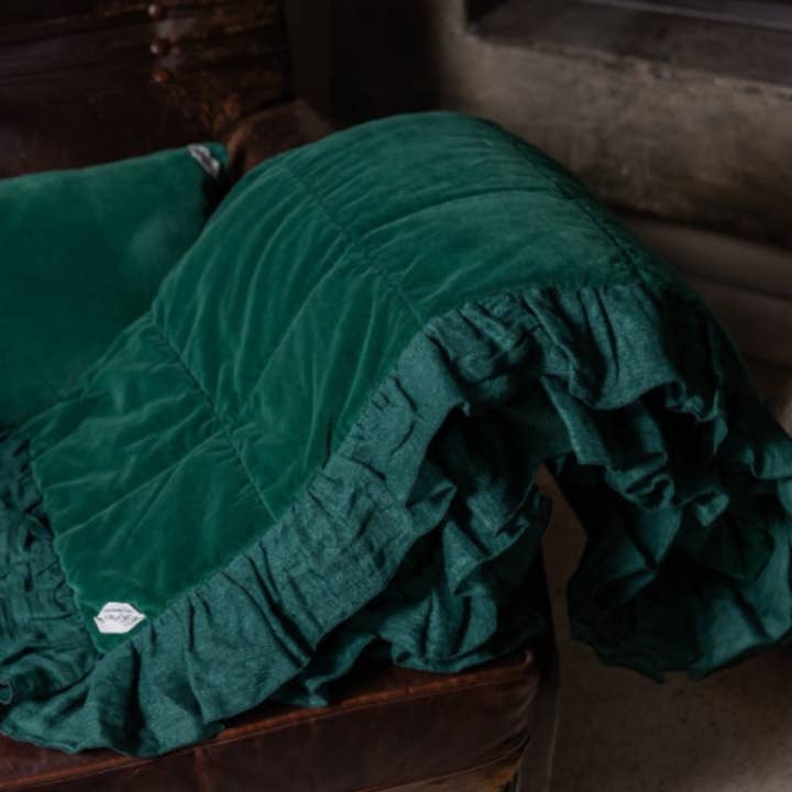 Plaid de veludo com babados Ruches por atacado de Chez Moi