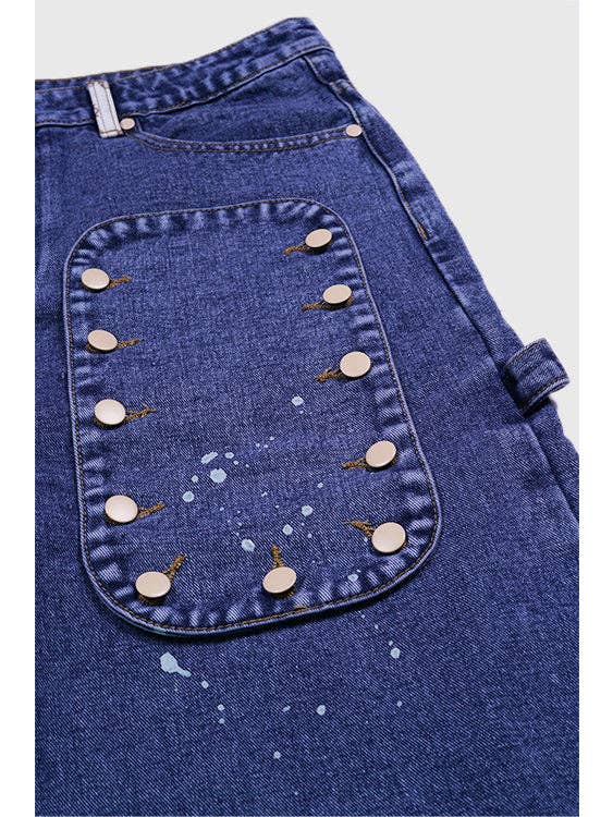Ash Indigo Tapestry Pattern Flared Denim Jeans for wholesale on Faire4