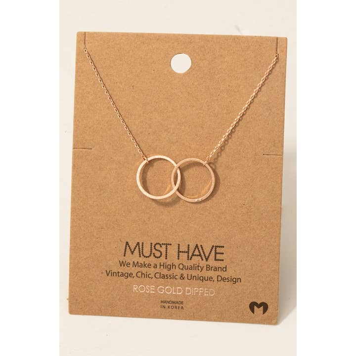 Fame Accessories - Wholesale Pendant/Charm Necklace - Metallic Dual Circle Pendant Necklace